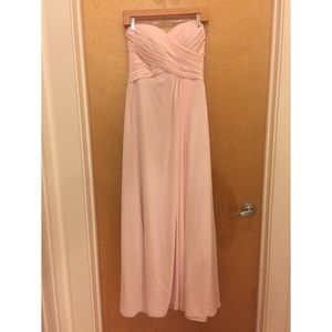 Azazie blush pink strapless semi formal dress